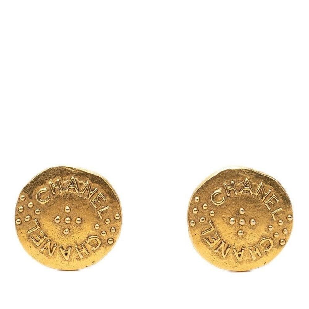 Chanel Logo Gold Plated Earrings